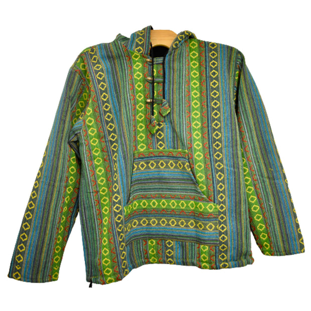 Ganesha Handicrafts Thick Fleece Lined Green Patchwork Coat, Coat, Green & Blue Colour Coat, Fleece Coat, Lined Coat, Patchwork Coat, Thick Green Coat