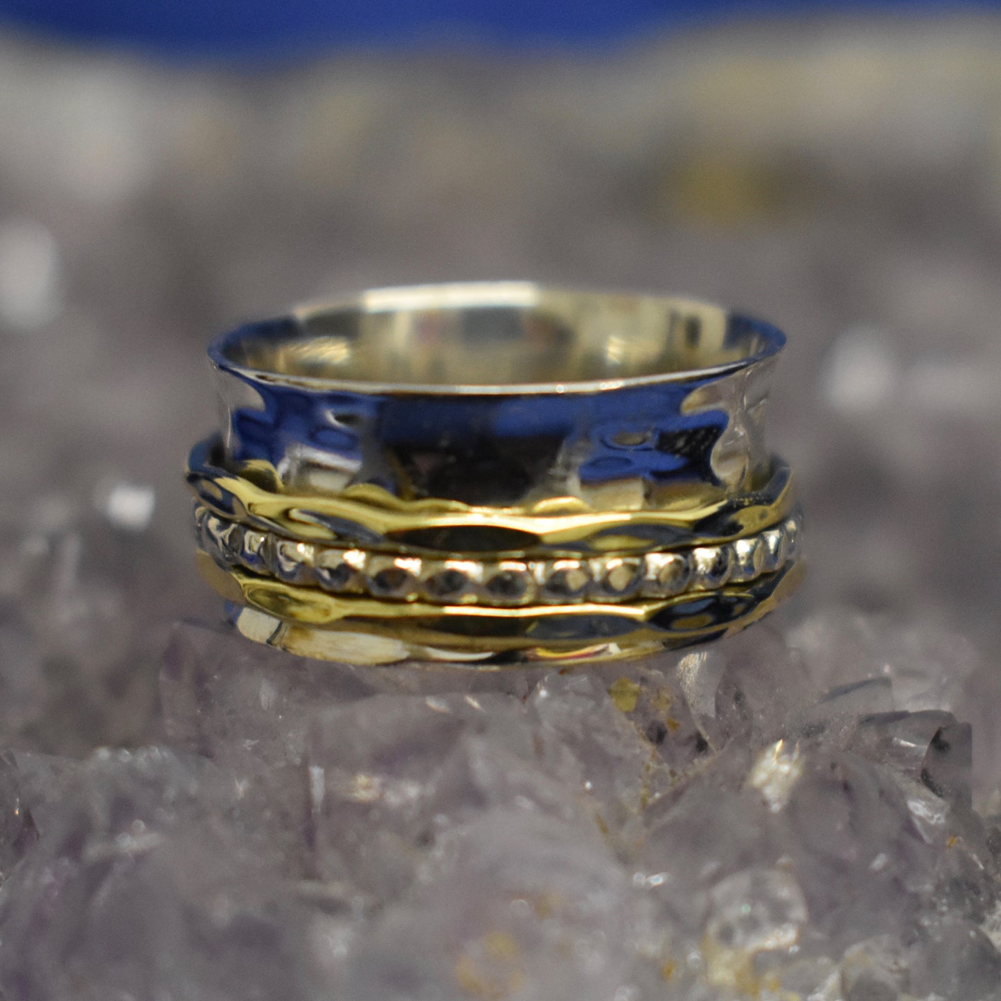 Ganesha Handicrafts, Thick Two Tone Spinner Ring (925), Tone Spinner Ring, 925-Tone Spinner Ring, Women's Trending Ring, New Model Women's Ring, Womens Modern Ring, Fashion For Women's Stylized Ring. 