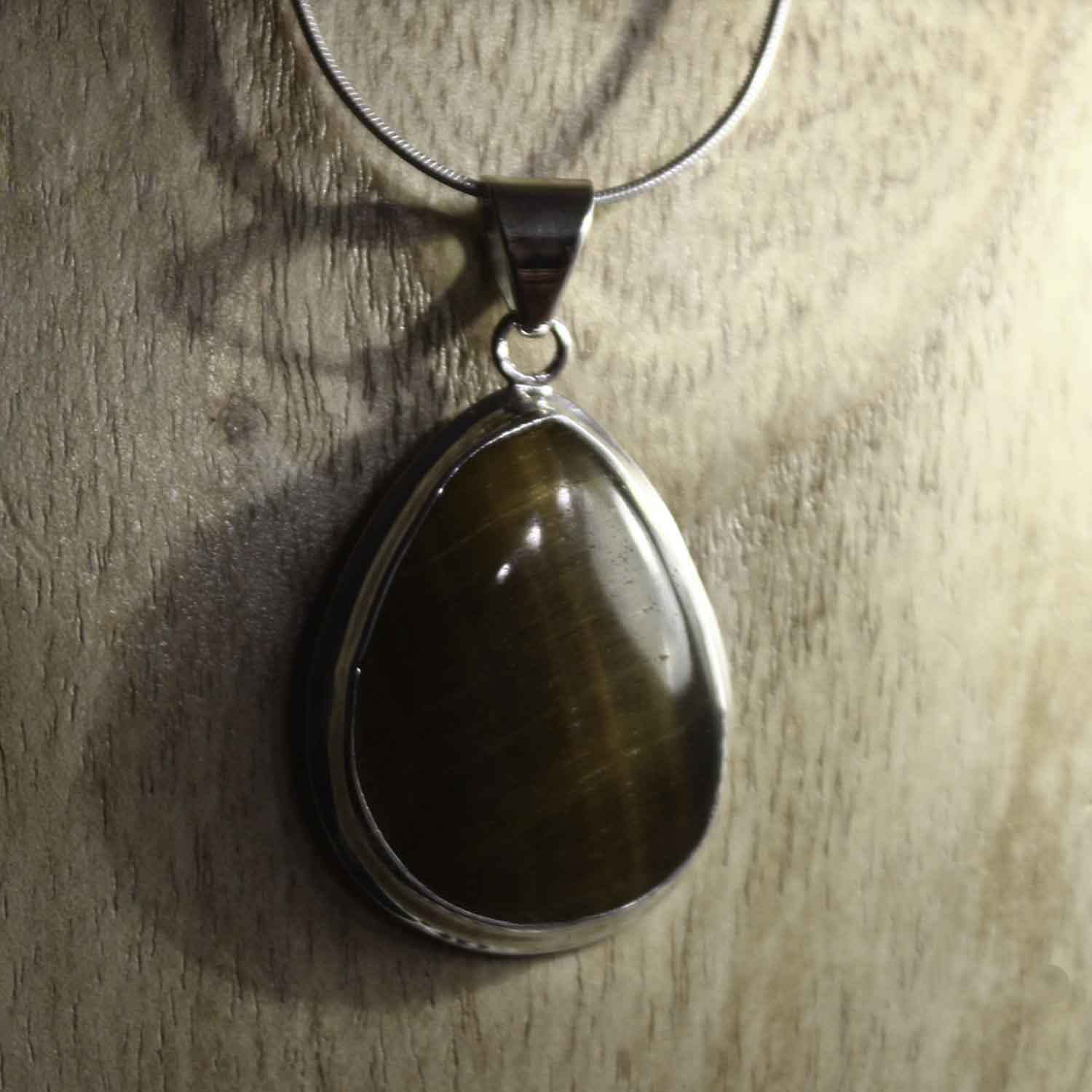 Ganesha Handicrafts, Tiger's Eye Teardrop Gemstone Pendant 925 Sterling Silver, Tiger's Eye Teardrop Gemstone Pendant, 925-Silver Tiger eye model Pendant, Women's New Model Pendant, Womens Modern Pendant, Women's Fashion Pendant. 