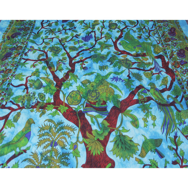 Ganesha handicrafts- Tree of Life Cotton Bed Throw, Tree of Life Cotton Bed Throw, Bed throw, Cotton Bed Throw, Cotton Bed, Tree of Life Cotton Bed, Tree of Life Cotton Bed Throw, Life cotton Bed Throw, Green and Blue Shadow colour Tree of Life Cotton Bed Throw.
