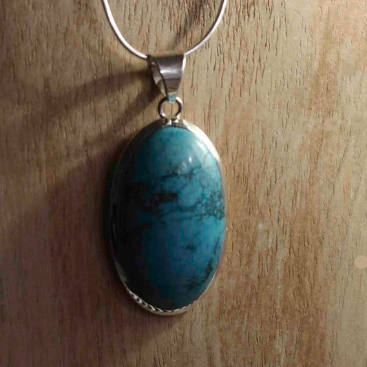 Ganesha Handicrafts, Turquoise Oval Gemstone Pendant 925 Sterling Silver, Turquoise Oval Pendant, Turquoise Oval Gemstone Pendant, 925-Silver Pendant, Women's Trending Pendant, New Model Pendant list, Women's Stylish Pendant. 