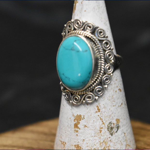 Ganesha Handicrafts, Turquoise Ring Style 1, Turquoise Ring, Women's Trending Ring, New Women's New Modern Ring, Green Oval Ring for Women. 