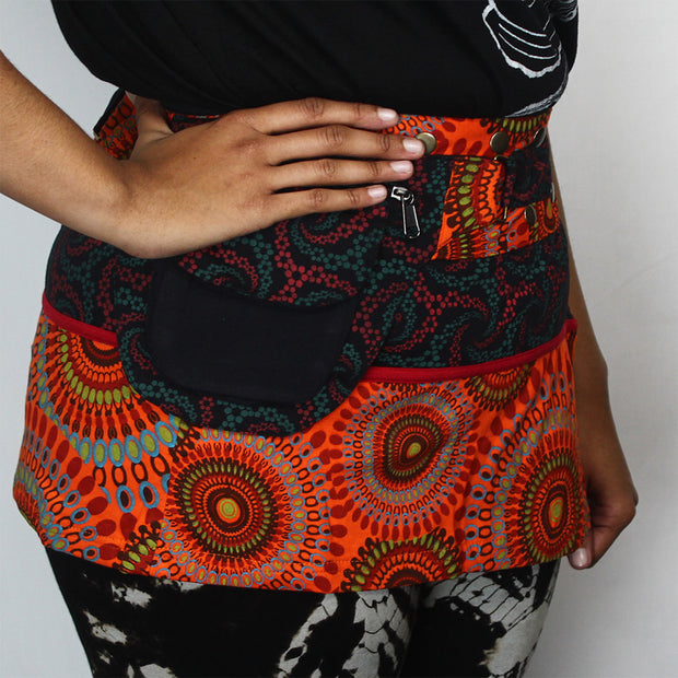 Ganesha Handicrafts, Unisex Festival Utility Bag Skirt, Utility Bag Skirt, Womens Fashion Bag, Modern  Unisex Festival Bag skirt, Trending Bag Skirt. Orange Bag Skirt.
