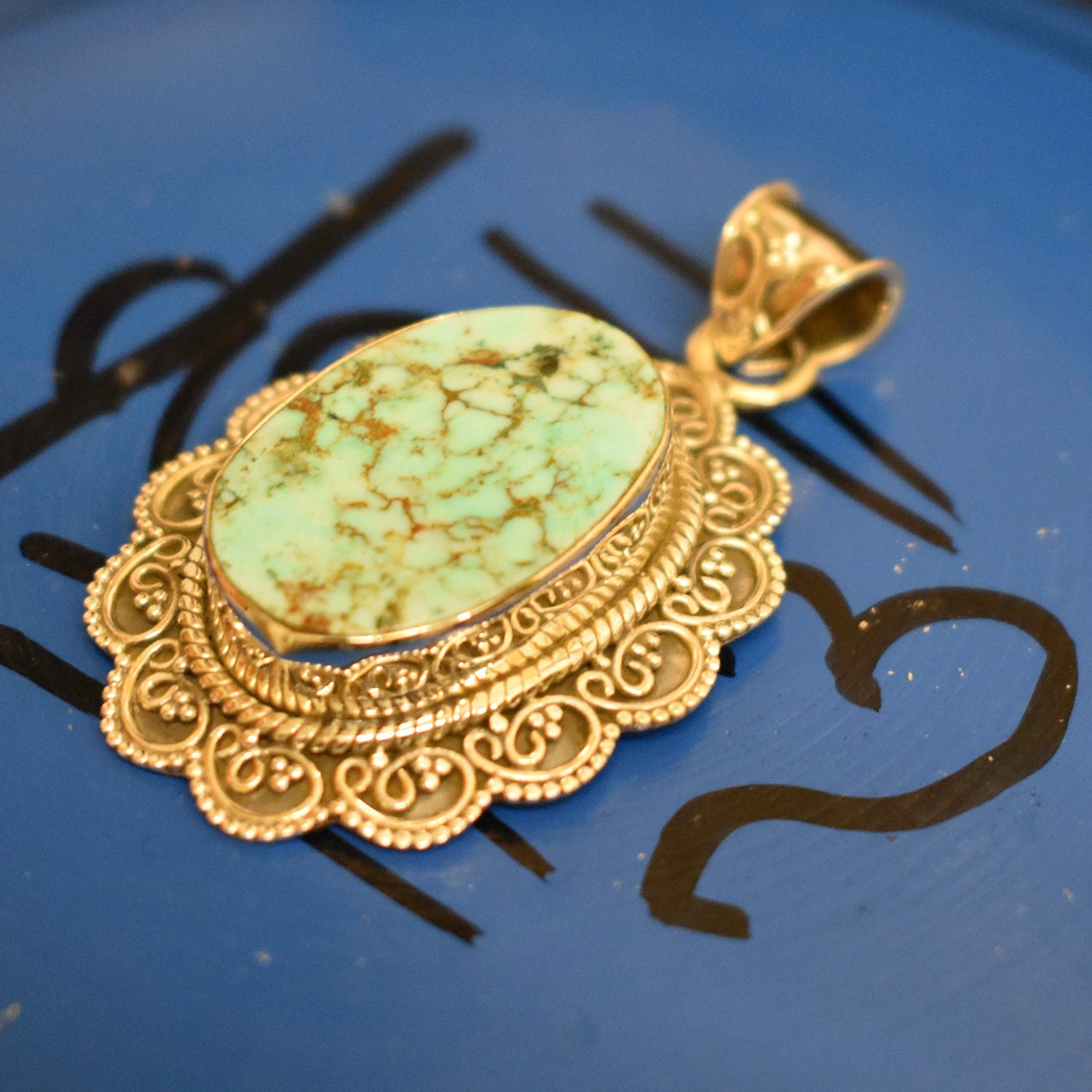 Ganesha Handicrafts, Vintage Detailed Turquoise, Vintage Turquoise, Women's Trending Turquoise Pendant, Women's Model Turquoise Pendant, New womens Modern Turquoise Pendant, Women's Stylish Pendant. 