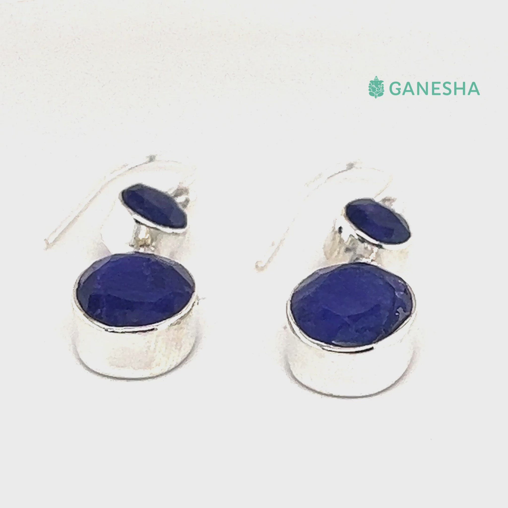 Ganesha Handicrafts, Blue Sapphire Double-Drop Earrings - Sterling Silver (925), Blue Sapphire Double-Drop Earrings, Double-Drop Earrings, 925-Sterling Silver Drop Earrings, 925-Blue Sterling Silver Earrings, Womens Fashion Earrings.