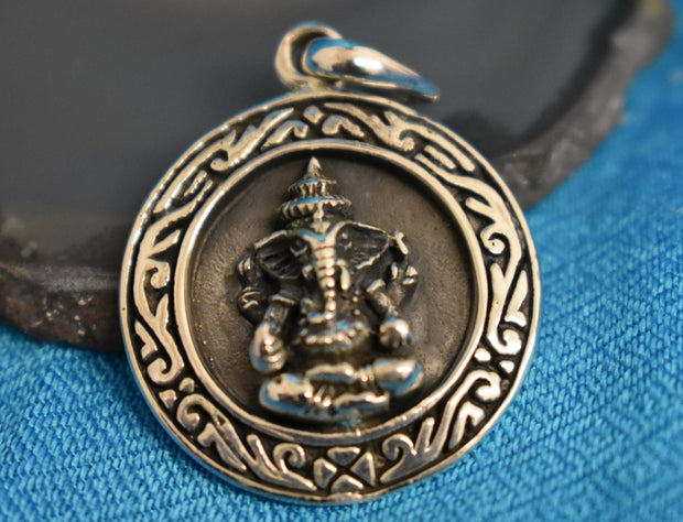 Ganesh Medallion Pendant (925) Sterling Silver