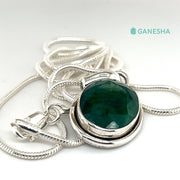 Ganesha Handicrafts, Emerald - 925 Sterling Silver Jewellery Gift Set With Free Chain, 925 Sterling Silver Jewellery Gift Set With Free Chain, Womens stylized Jewellery and  Chain, Green Colour Emerald Silver Jewellery.